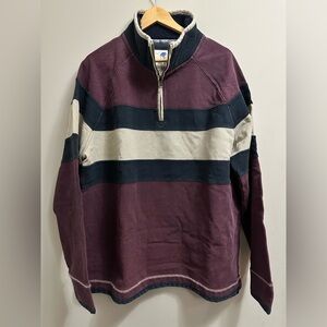 Fat Face Men's Maroon and Navy Quarter Zip-Up Sweater NWT